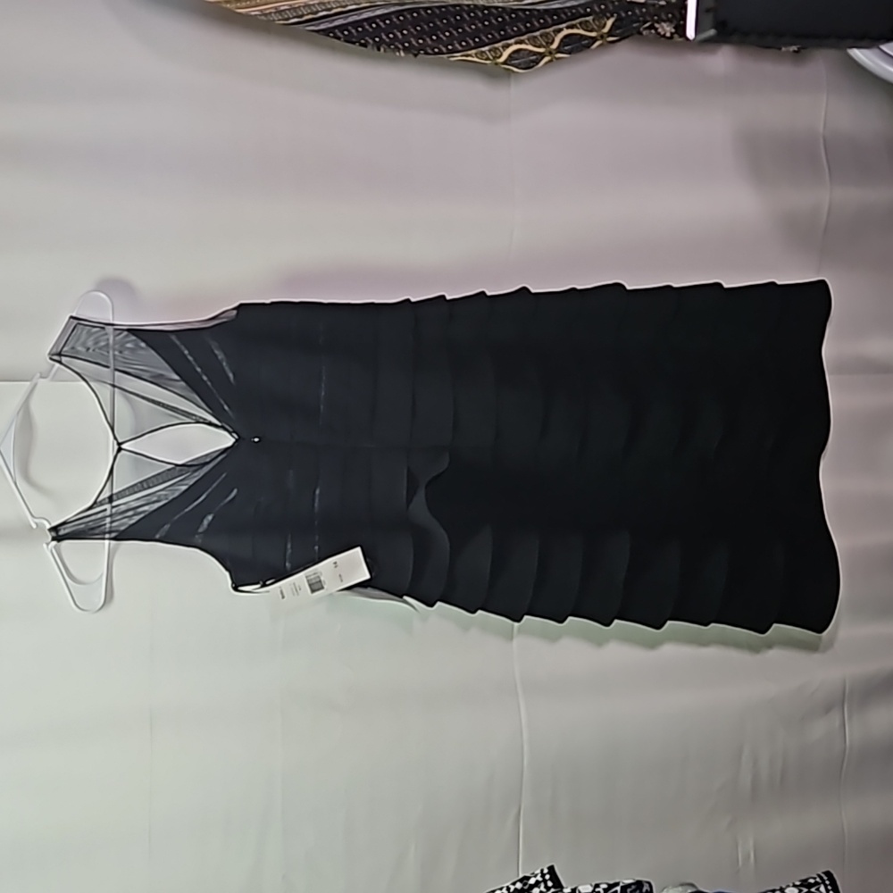 Eliza J NWT Black & Sheer Tiered Sheath Dress - Picture 5 of 6
